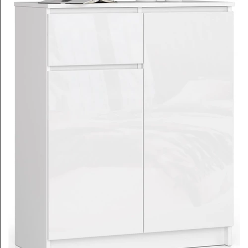 Komoda K80, 2 durelės ir 1 stalčius, baltos spalvos, 80 × 99 × 40 cm