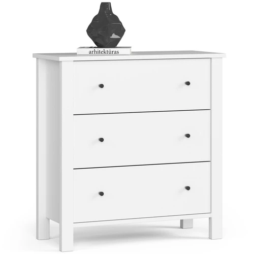 Komoda K80 Vine su 3-imis stalčiais, baltos spalvos