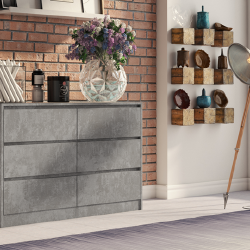 Stilinga 120 cm pločio komoda su 6 stalčiais