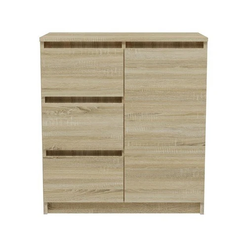 Tvarkinga komoda su ritininiais bėgeliais ir matiniu ąžuolo fasadu