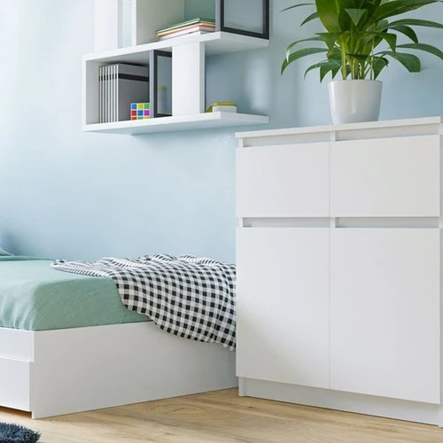 2-durų komoda su 2 stalčiais ir apsauga nuo iškritimo