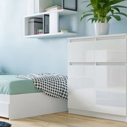 Balta 2-durų komoda su 16 mm storio korpusu