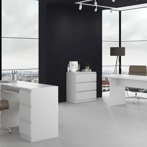 Patvari komoda su 3 stalčiais, balta spalva