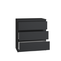 Moderni juoda komoda su ritininiais bėgeliais