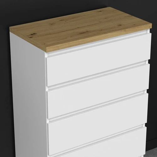 Moderni keturių stalčių komoda su PVC apdaila