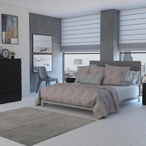 Ergonominė juoda komoda su ritininiais bėgeliais ir PVC apdaila