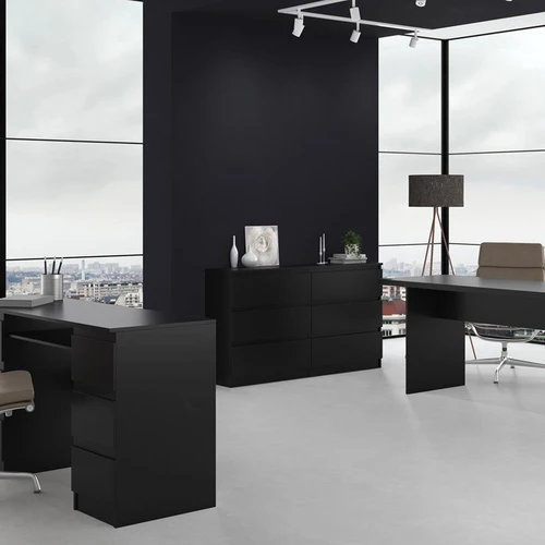 Erdvi komoda su ritininiais bėgeliais – juoda spalva