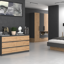 Ritininiai bėgeliai, patvari juoda komoda