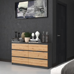 Erdvi komoda su 6 stalčiais, 138 cm pločio