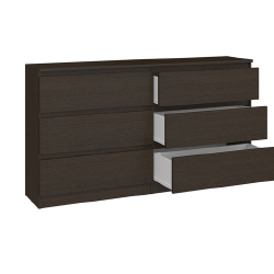 Ergonominė komoda su 6 stalčiais ir ritininiais bėgeliais