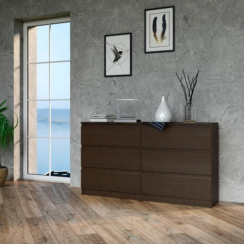 Tamsiai ruda komoda iš MDP su PVC apdaila