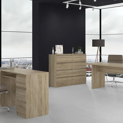 Tvarkinga 97 cm aukščio komoda su MDP korpusu