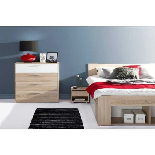 Komoda MINA 06, ąžuolo ir baltos spalvos derinys, surinkta