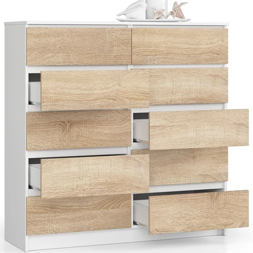 Komoda K 120 cm su ABS briaunomis ir metaliniais kreiptuvais