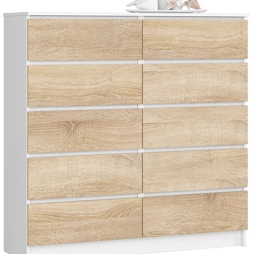 Komoda NORE K120, baltos/ąžuolo spalvos