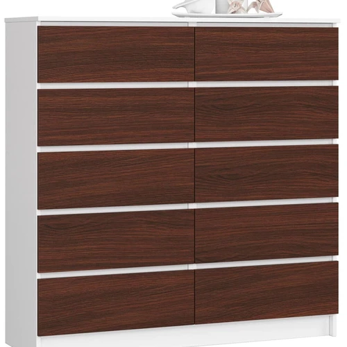 Komoda NORE K120, baltos/tamsiai rudos spalvos