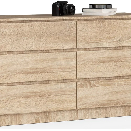Komoda NORE K120 su 6-iais stalčiais, ąžuolo spalvos