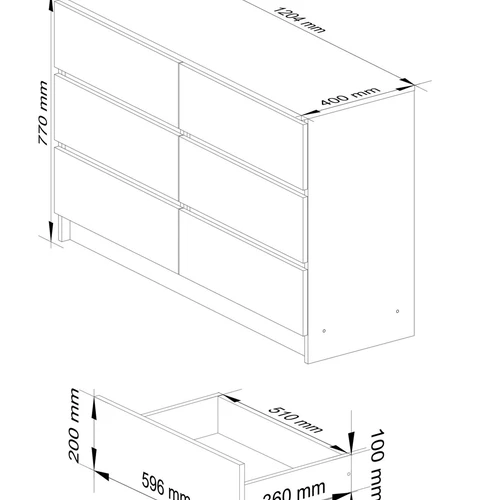 Atspari trinčiai komoda su ABS apvadais