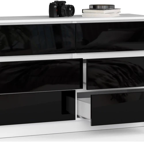 Stilinga akrilinė komoda su blizgiu stalviršiu