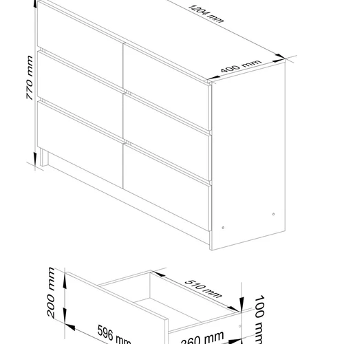 Erdvi komoda su stilingu juodai baltu dizainu