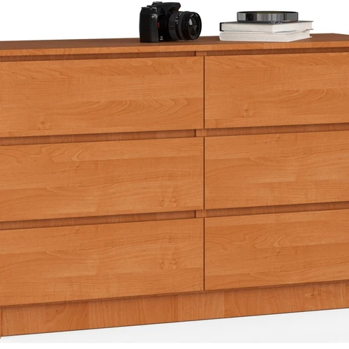 Komoda NORE K120 su 6-iais stalčiais, rudos spalvos