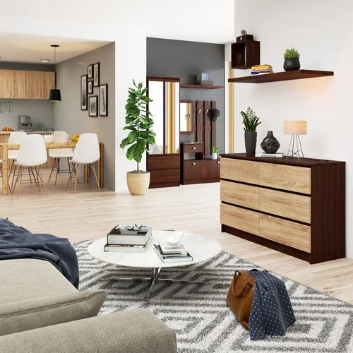 Moderni komoda iš atsparios laminuotos plokštės