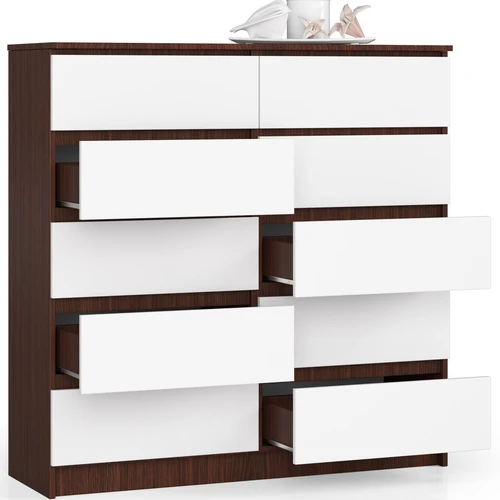 Komoda K – dviejų spalvų derinys, tvirta ir atspari konstrukcija