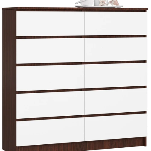 Komoda NORE K120, tamsiai rudos/baltos spalvos