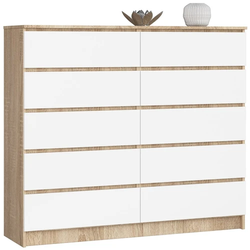 Komoda NORE K140, ąžuolo/baltos spalvos