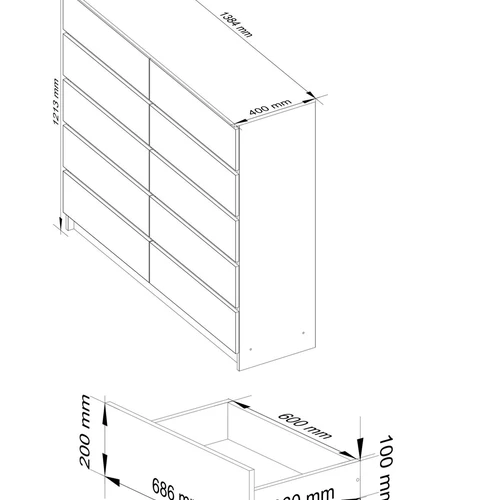 Komoda 140 cm – funkcionalumas ir stilingas dizainas