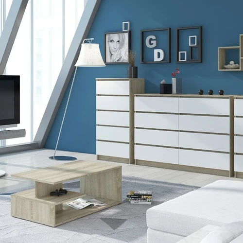 Šviesi ir lengvai valoma komoda su madingu dizainu