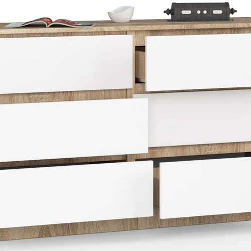 Moderni komoda su erdviais stalčiais ir tvirta konstrukcija