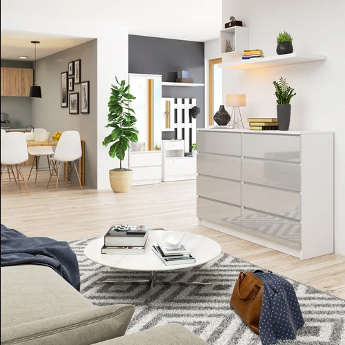 Atspari dilimui komoda su balto kilimėlio korpusu