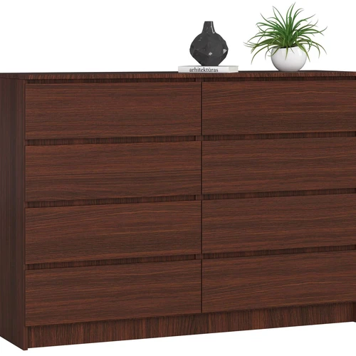 Komoda NORE K140 su 8-iais stalčiais, ruda spalvos
