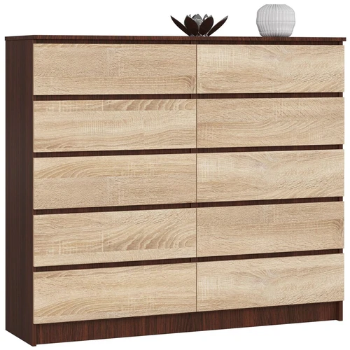 Komoda NORE K140, tamsiai rudos/ąžuolo spalvos