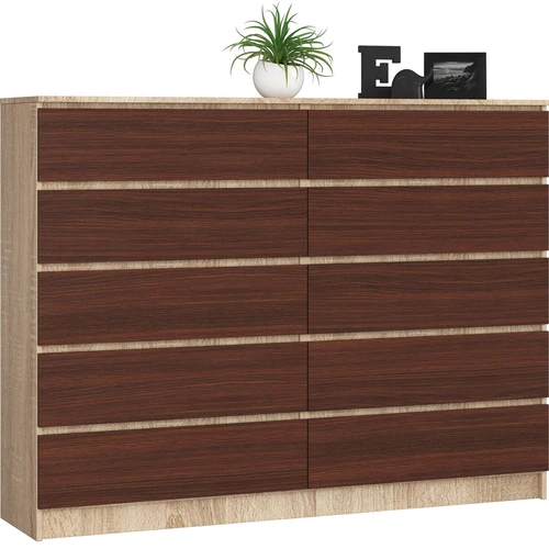 Komoda NORE K160, ąžuolo/tamsiai rudos spalvos