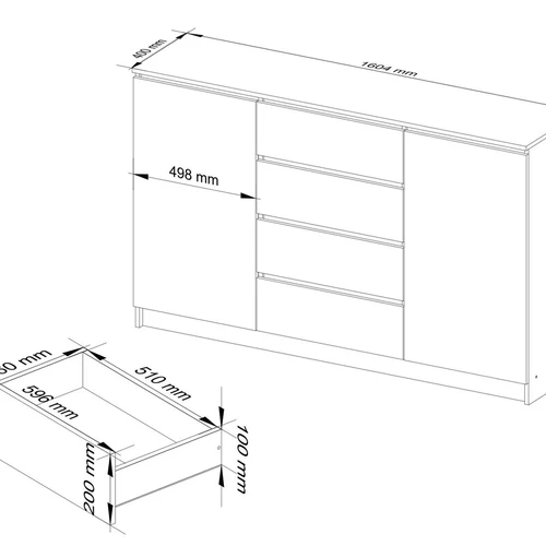 Minimalistinė komoda svetainei