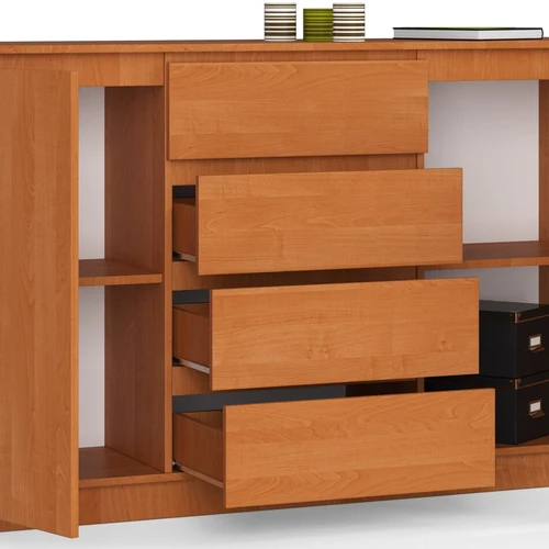 Estetiška komoda tamsiems ir šviesiems interjerams