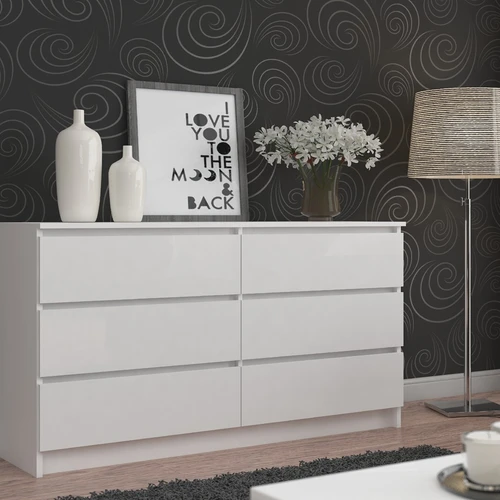 Kokybiška balta komoda su laminuota plokšte