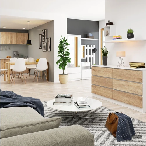 Patogi ir funkcionali balta komoda su 24 mėn. garantija