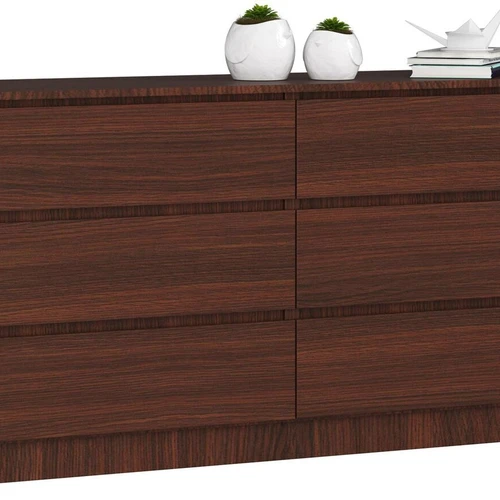 Komoda NORE K160 su 6-iais stalčiais, tamsiai rudos spalvos