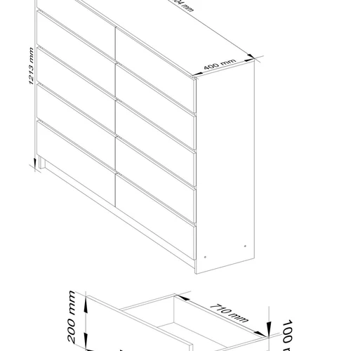 Komoda K 160cm – tvirta ir funkcionali