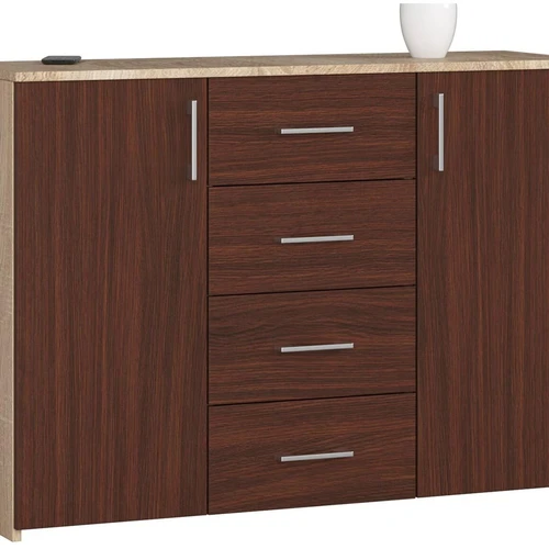 Komoda NORE K45, ąžuolo/tamsiai rudos spalvos