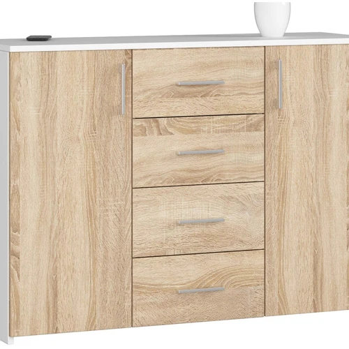 Komoda NORE K45, baltos/ąžuolo spalvos