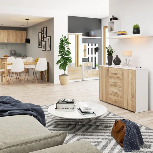 Komoda su ABS briaunomis ir patogiais stalčiais