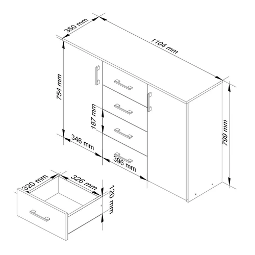 Komoda K 45 – harmonija ir funkcionalumas
