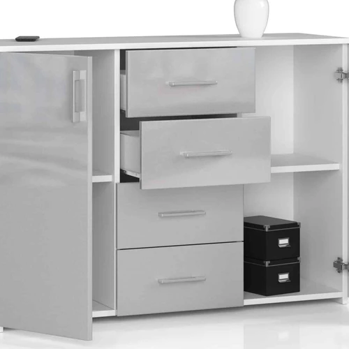 4 stalčiai, dvigubos lentynos