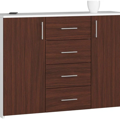 Komoda NORE K45, baltos/tamsiai rudos spalvos