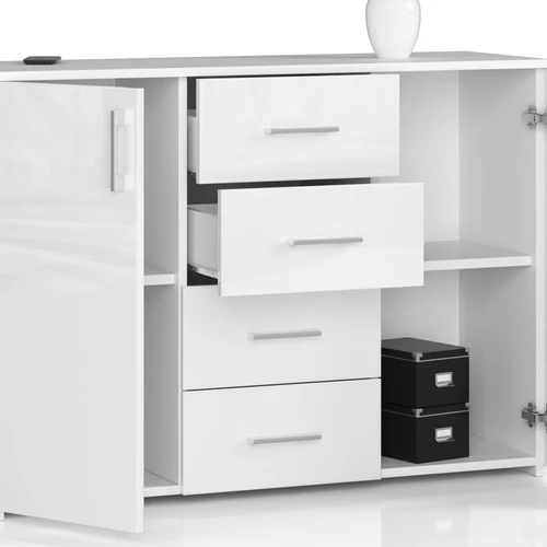 Komoda su ACRYL fasadais ir metaliniais kreipiančiaisiais