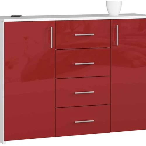 Komoda NORE K45, blizgios baltos/raudonos spalvos